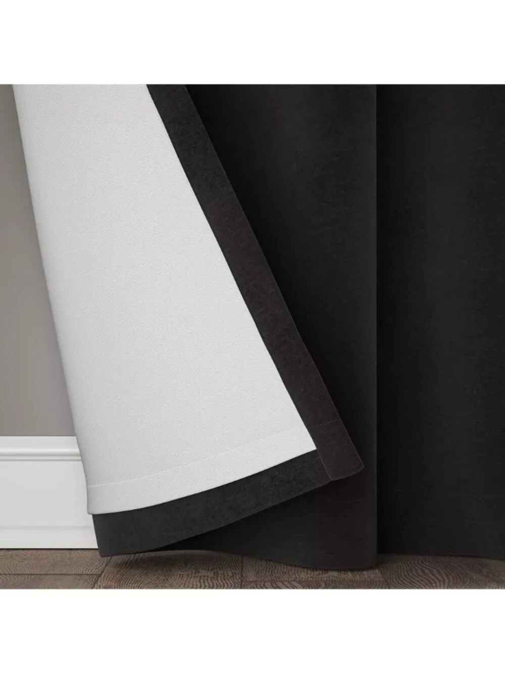 Threshold Black Velvet Single Blackout Window Curtain Panel 50
